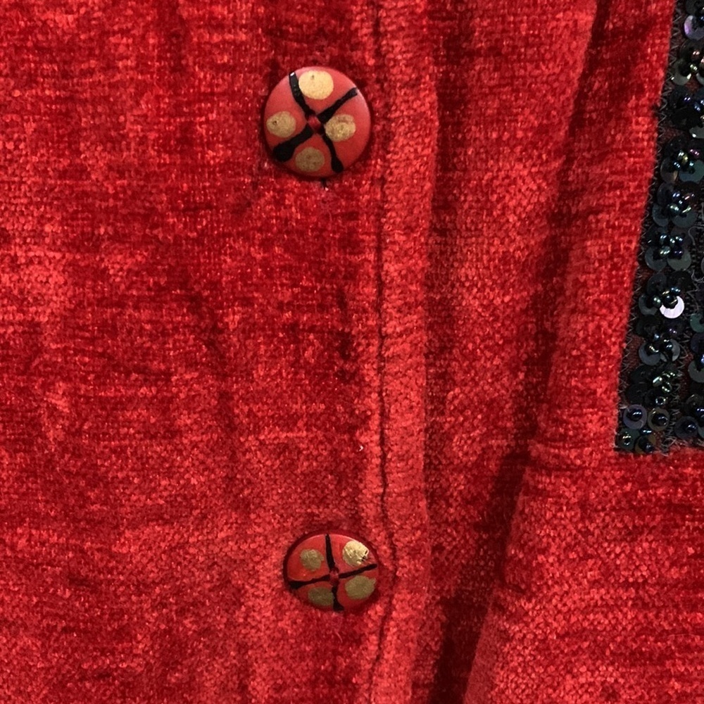 Daniel K New York lined embellished red jacket wine theme good condition Sz Lg - Picture 6 of 11